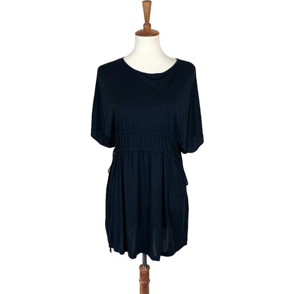 Ruched Shift Mini Dress Black MEDIUM ANNA RACHELE Italian Designer Resort NEW - Picture 1 of 8
